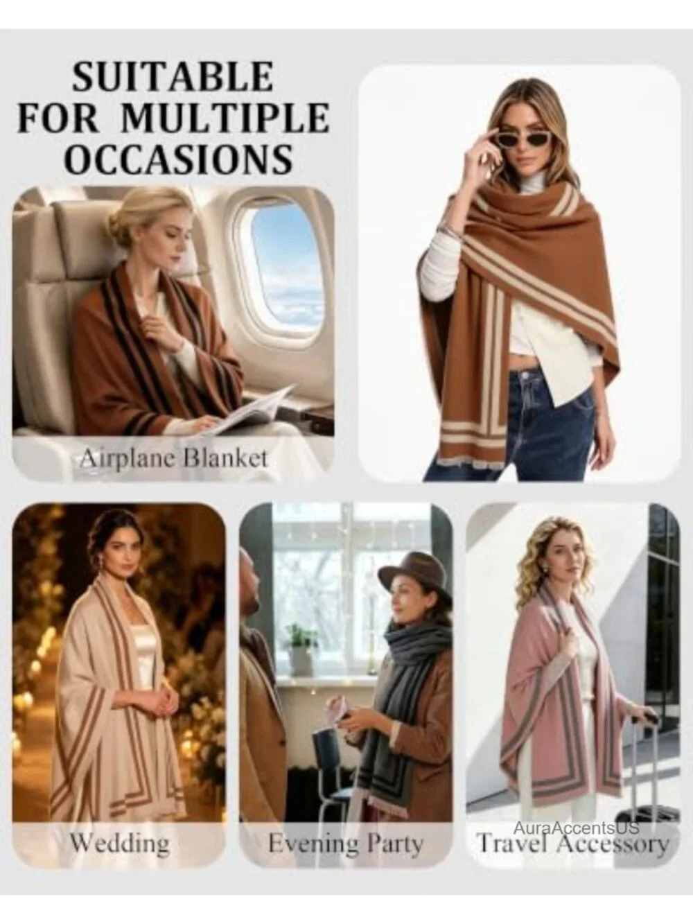 Reversible Pashmina Shawl Wrap Evening Dress Women's Oversized Scarf